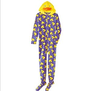 Joe Boxer Women Fleece Yellow Duck Onesie Pijamas